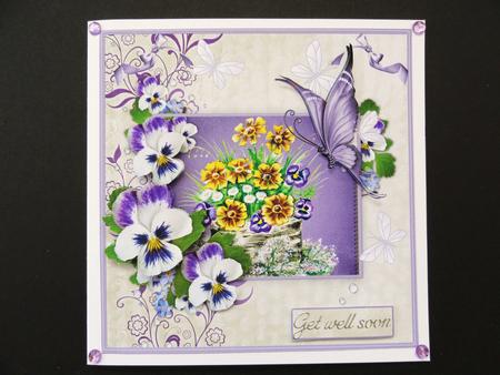 Pansy and Butterfly Card with Decoupage by Valerie Spowart