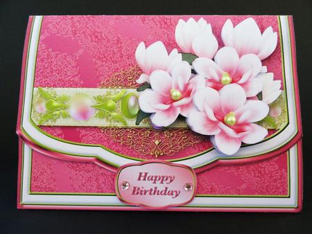 Pink Magnolias Flapover Clutch Bag Card Mini Kit by Valerie Spowart