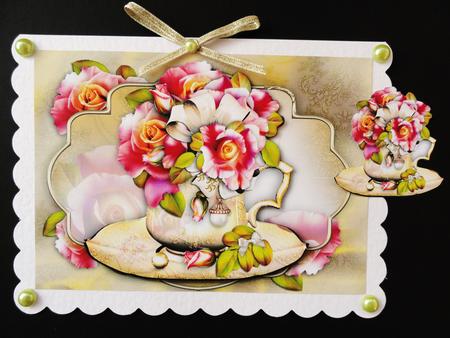 Vintage Cup of Coffee with Roses by Valerie Spowart