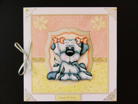 Lou Lou the Puppy Dog Card with Decoupage by Valerie Spowart