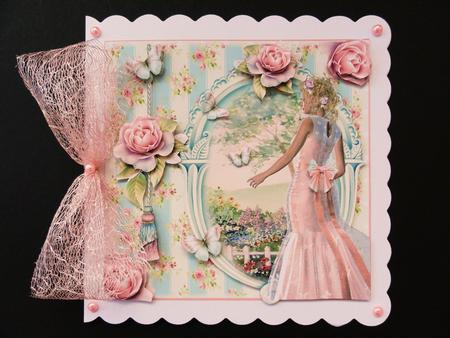 The Peach Rose Card Front Kit with Insert by Valerie Spowart