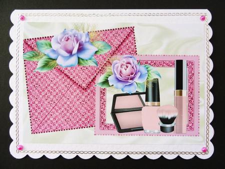 Pink Lippy and Varnish with Rose Onn Card and Envelope A4 by Valerie Spowart