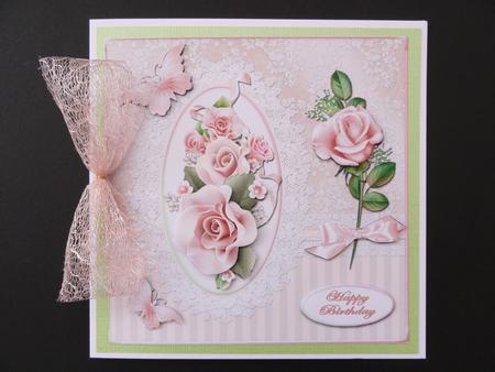 Pink Roses Large Card Front by Valerie Spowart