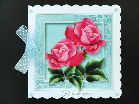 Beautiful Pink Roses 8x8 Quick Topper by Valerie Spowart