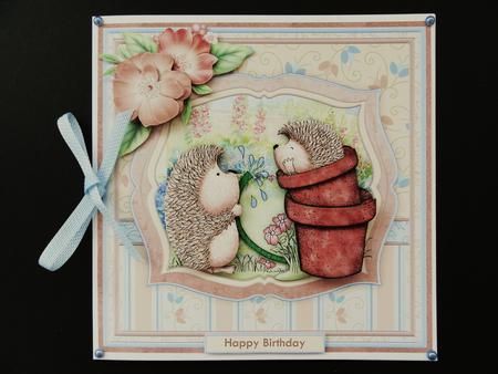 Hedgehog Surprise 8x8 Decoupage Mini Kit Optional Flowers by Valerie Spowart