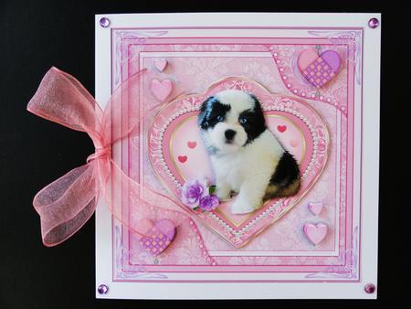 Puppy Love in Love Decoupage Topper by Valerie Spowart
