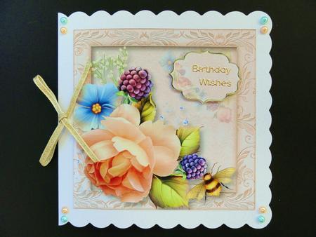 Beautiful Peach English Rose 8x8 Quick Topper by Valerie Spowart