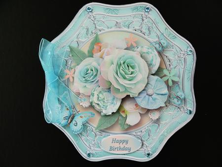 Teal Bouquet Wavy Octagon Card Mini Kit by Valerie Spowart