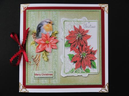 Robin and Poinsettias Card with Toppers by Valerie Spowart