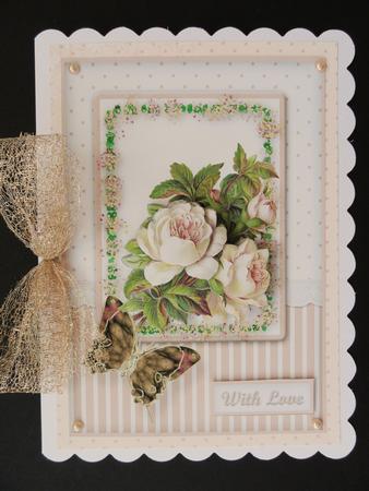 Vintage Roses Decoupage Card Front by Valerie Spowart