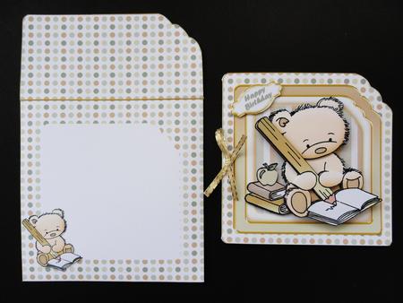 Writing Bear Scalloped Corner Card Kit by Valerie Spowart
