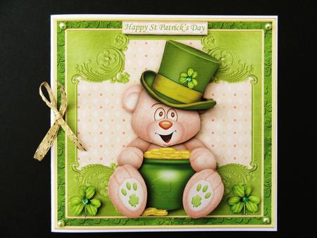Lucky Bear St Patrick's Day or Good Luck Decoupage by Valerie Spowart