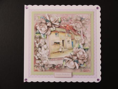 Rose and Vintage Pub Card with Decoupage by Valerie Spowart