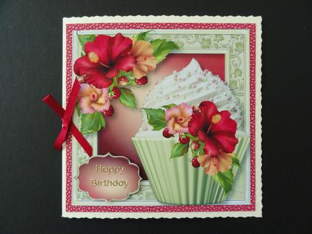 Hibiscus Berries Cupcake 8x8 Quick Topper by Valerie Spowart