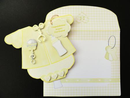 Yellow Baby Romper Suit Card Kit by Valerie Spowart