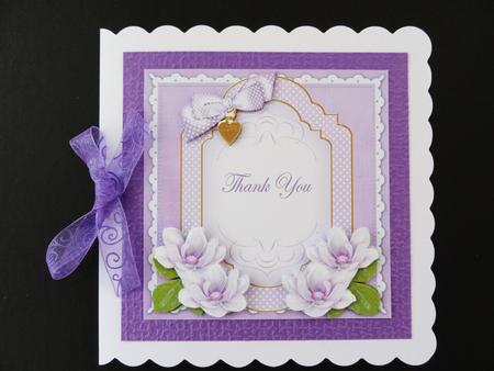 Lilac Magnolia Thank You Fancy 7in Decoupage Topper by Valerie Spowart