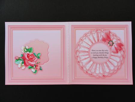 Deep Pink Roses with Broiderie Anglaise Doily 6x6 Insert by Valerie Spowart