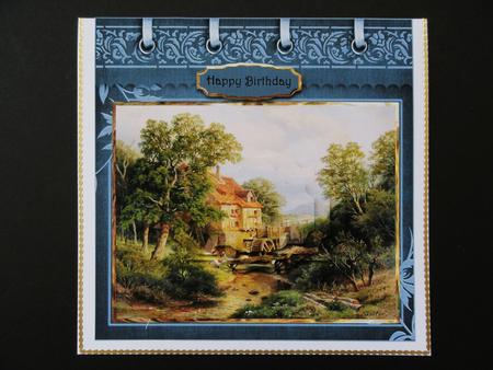 Watermill Card with Shaped Layers and Sentiment Tags by Valerie Spowart