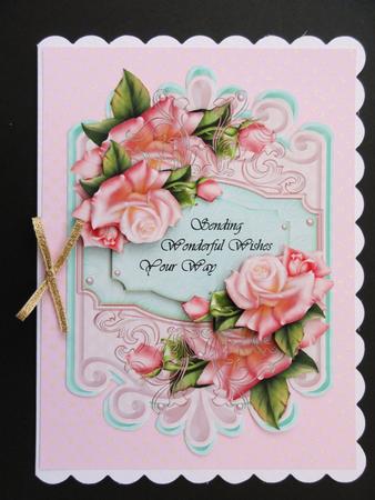 Simply Beautiful - Shaped Topper - Pink Roses by Valerie Spowart