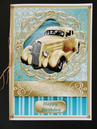 Gold Car Framed Pyramid Card by Valerie Spowart