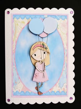 I'll Bring the Balloons! Party Girl Card Front and Decoupage by Valerie Spowart