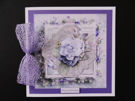 Lilac Rose Diamond Card with Decoupage by Valerie Spowart