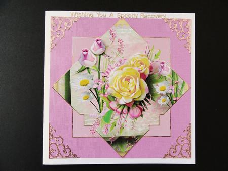 Rose and Daisy Diamond Shape Card by Valerie Spowart