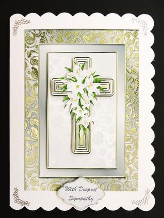 Golden Cross and Lilies Card by Valerie Spowart