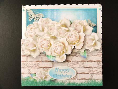 Garden Wall with Cream Roses Popout Card Mini Kit by Valerie Spowart