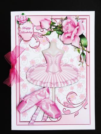 Pink Tutu and Ballet Slippers Card Front by Valerie Spowart