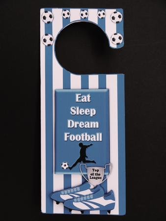 Blue N White 2 Football Door Hanger with Decoupage by Valerie Spowart