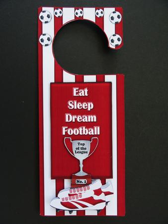 Maroon and White Football Door Hanger with Decoupage by Valerie Spowart