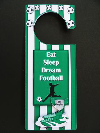 Green and White Football Door Hanger with Decoupage by Valerie Spowart