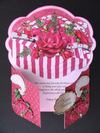 Red Roses Gatefold Pyramage Shaped Card Plus Bonus Envelope by Valerie Spowart