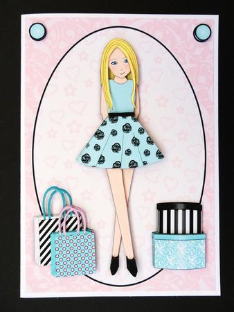 Teen Girl Blonde Boxes & Bags in Mint & Pink A5 Decoupage by Valerie Spowart