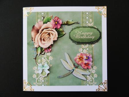 Vintage Green and Roses Quick Card Topper by Valerie Spowart