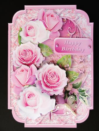 Pink Roses Shaped Card Mini Kit by Valerie Spowart