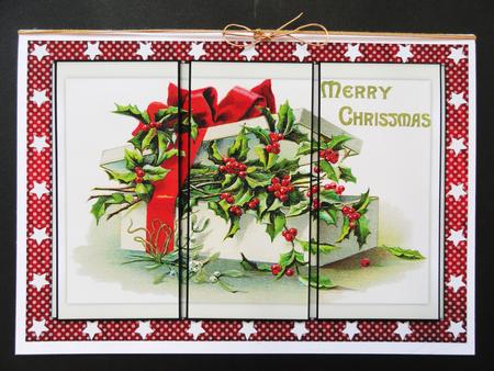 Christmas Gift Box with Holly Panel Card by Valerie Spowart