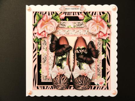 Zebra Print Rose Shoes Card Front Kit by Valerie Spowart