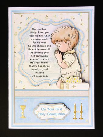 Communion Boy Prayer Card Topper & Decoupage by Valerie Spowart