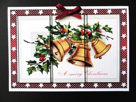 Vintage Christmas Gold Bells Panel Card by Valerie Spowart