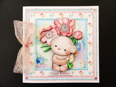 Bouquet Teddy Floral Poppies 8x8 Mini Kit & Decoupage by Valerie Spowart
