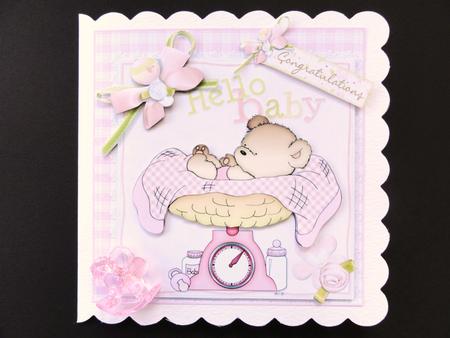 `hello Baby Girl Quick Card by Valerie Spowart