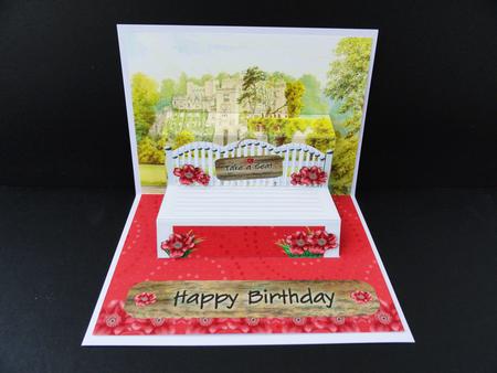 Red Rose Happy Birthday 3D Pop-up Bench Mini Kit by Valerie Spowart
