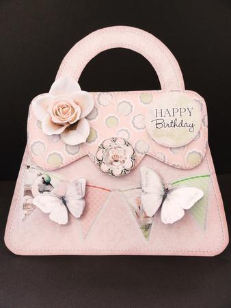Peach Butterfly Handbag Shaped Card by Valerie Spowart