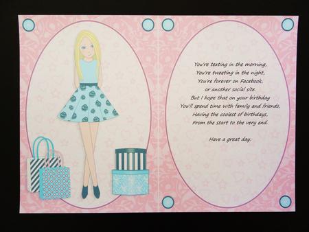 Teen Girl Blonde Boxes & Bags in Mint & Pink A5 Insert by Valerie Spowart