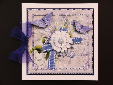 Cardtopper with Large Highbox Blue Flowers 373 by Valerie Spowart