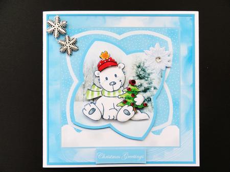 Polar Bear and His Tree 7x7 Card with Decoupage by Valerie Spowart