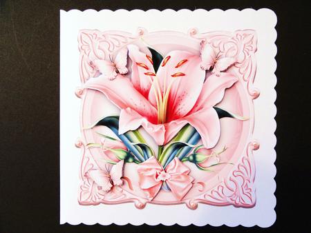 Vintage Rose Lilies Flowers Card by Valerie Spowart