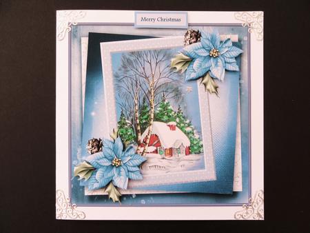Vintage Christmas Cottage 7x7 Card with Decoupage by Valerie Spowart